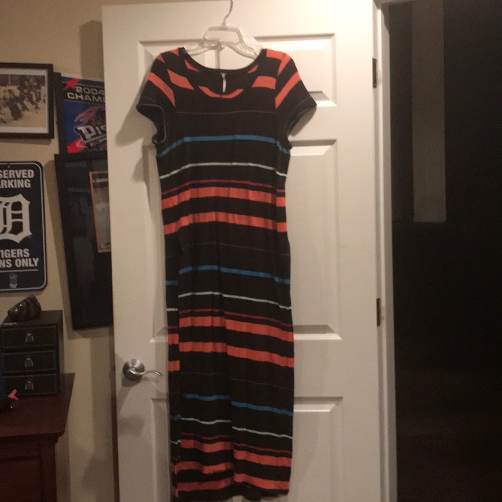 Long vertical striped tunic with slits up sides.